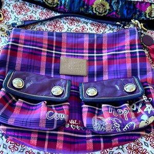 EUC. Coach poppy tartan bag.